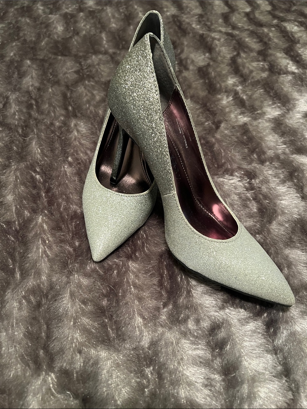 Katy Perry Sparkle Pointed-Toe High Heels in Silver, size 7.5